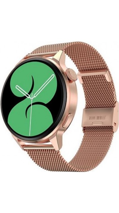 Montre connectée universelle DT4+ avec bracelet milanais en acier NFC/ECG/Sommeil - Or rose