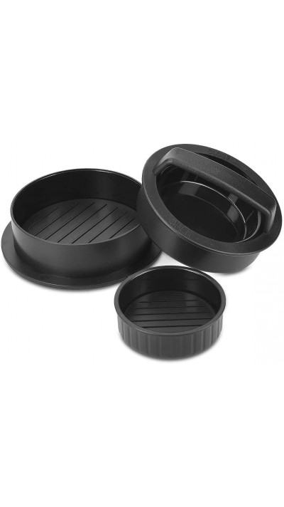 Set 3 en 1 pour le moulage des hamburgers - 2 tailles de moules plus 1 presseur pour des galettes parfaites