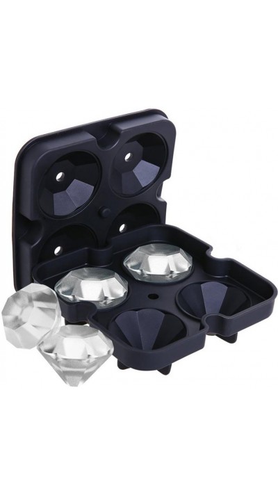 Moule à glaçons en silicone pour 4 glaçons créatifs en forme de diamant - Noir