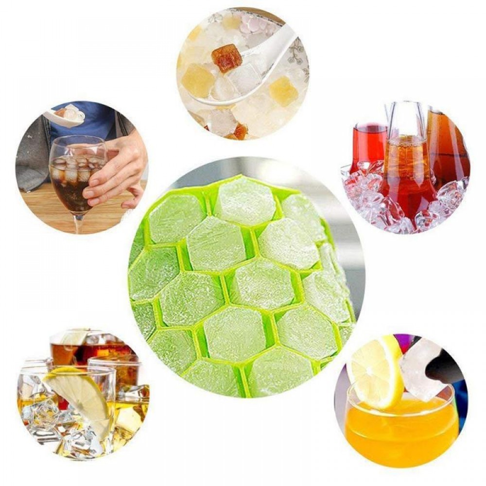 Moule nid d'abeille en silicone pour 37 glaçons souple + couvercle, cocktail, bar, ice-cube - Vert