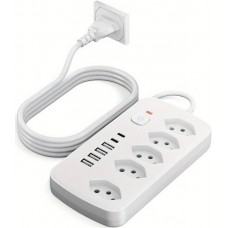 11-in-1-Steckdosenleiste mit Überladungsschutz (5 Steckdosen, 4x USB-A, 2x USB-C, Switch on & off) - Weiss