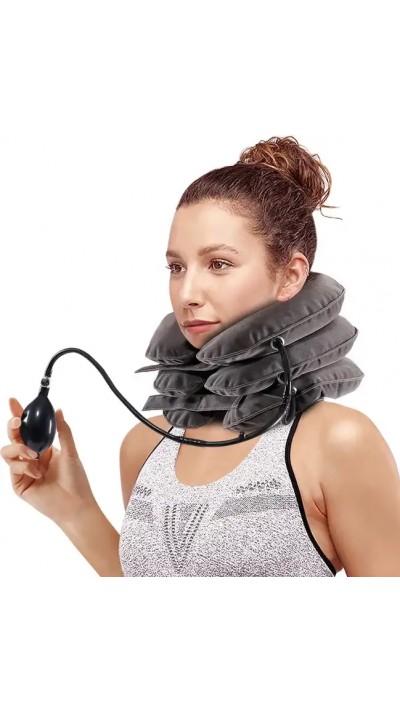 Oreiller cervical gonflable ajustable pour soulagement des douleurs au cou