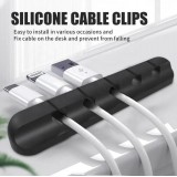 Organisateur de câble 3 canaux en silicone avec bande adhésive - Noir