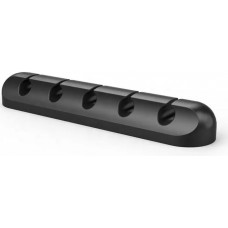 Organisateur de câble 5 canaux en silicone avec bande adhésive - Noir