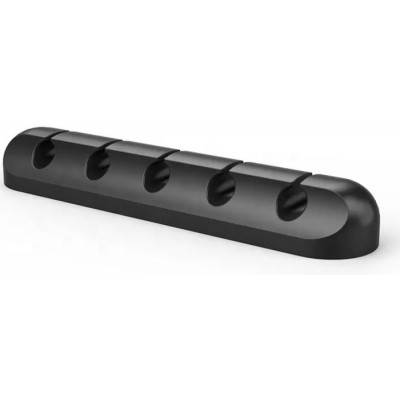 Organisateur de câble 5 canaux en silicone avec bande adhésive - Noir