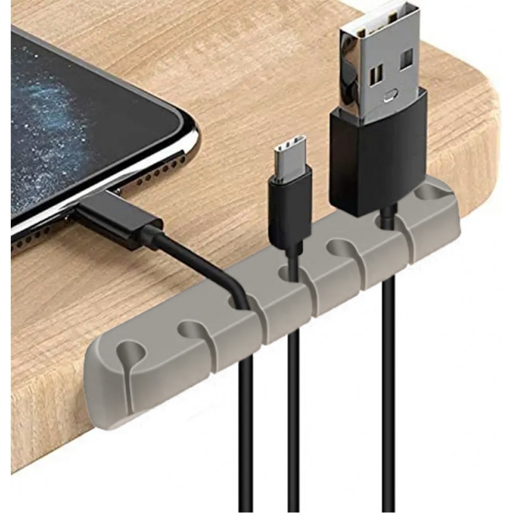 Organisateur de câble 7 canaux Serre-câble en silicone pour table - mur -  bande adhésive - Gris - Acheter sur PhoneLook