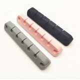 Organisateur de câble 7 canaux Serre-câble en silicone pour table - mur - bande adhésive - Noir