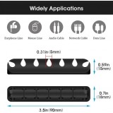 Organisateur de câble 7 canaux Serre-câble en silicone pour table - mur - bande adhésive - Noir