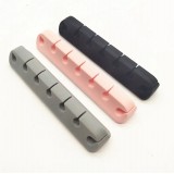 Organisateur de câble 7 canaux Serre-câble en silicone pour table - mur - bande adhésive - Rose