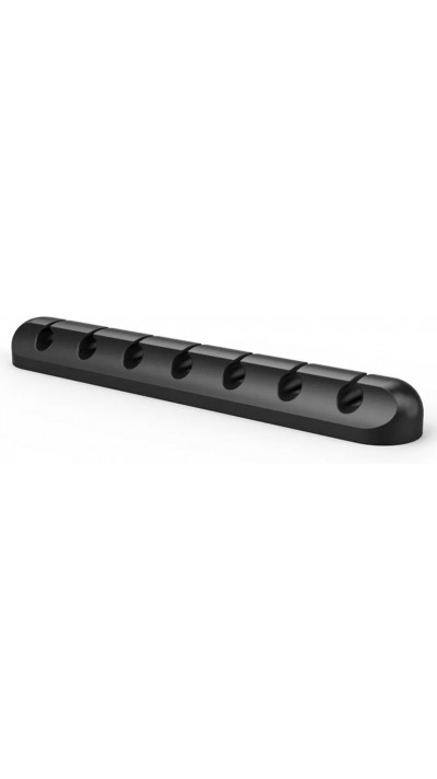 Organisateur de câble 7 canaux en silicone avec bande adhésive - Noir