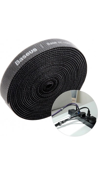 Organisateur de câbles Velcro Baseus Rainbow Circle, Sangles en boucle et crochet 3m, Ruban adhésif Velcro ACMGT-F01 - Noir