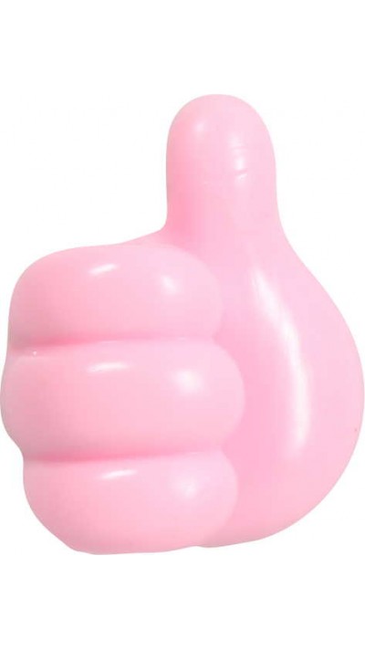 Organisateur de câbles en silicone amusant Thumbs-Up pour les câbles de chargement, les clés, etc. - Rose