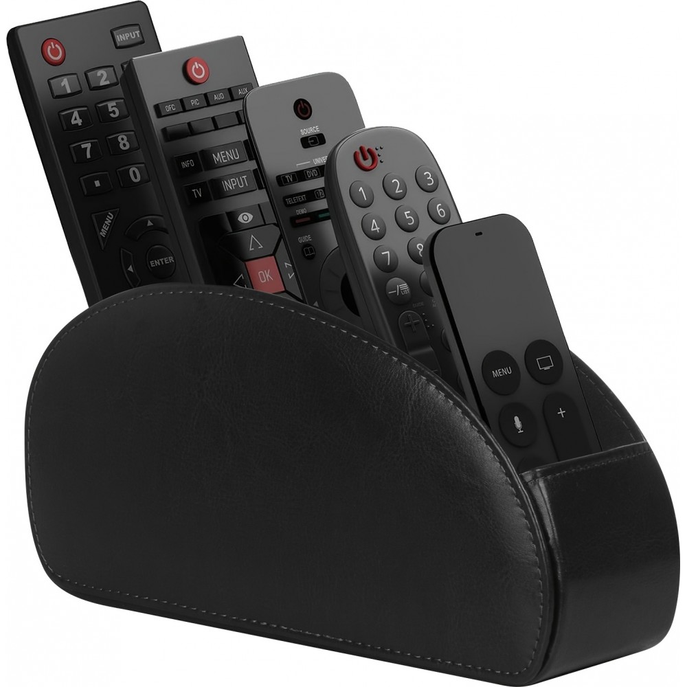 Organisateur de télécommandes en simili cuir avec 5 compartiments pour bureau et rangement maison