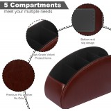 Organisateur de télécommandes en simili cuir avec 5 compartiments pour bureau et rangement maison