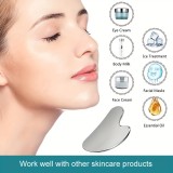 Premium Edelstahl Gua Sha Gesichtsmassage-Werkzeug mit eleganter Geschenkbox - Silber