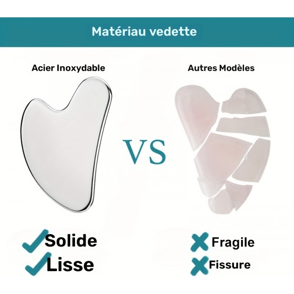 Premium Edelstahl Gua Sha Gesichtsmassage-Werkzeug mit eleganter Geschenkbox - Silber