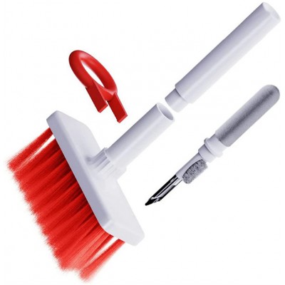 Outil de nettoyage 5 en 1 pour clavier et AirPods - Blanc - Rouge