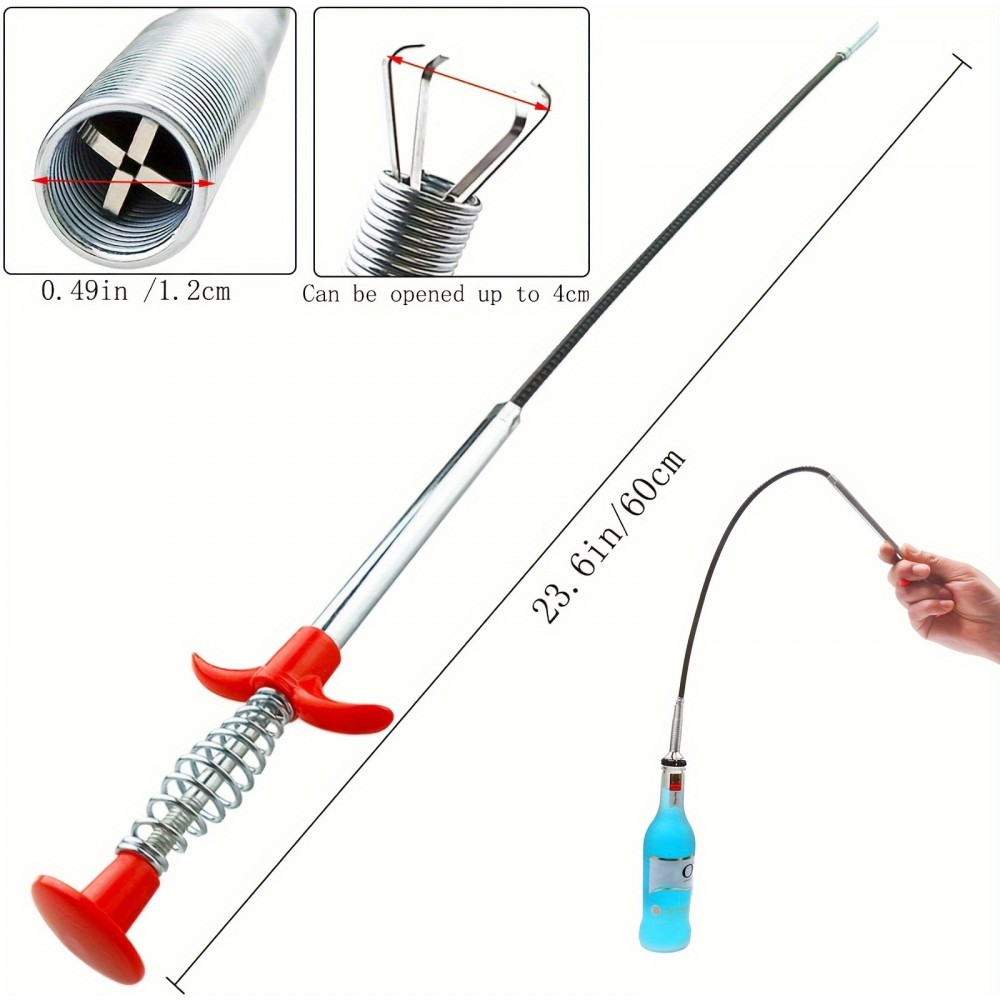 Outil de nettoyage de drain avec grappin flexible pour évier et élimination des bouchons (160 cm)