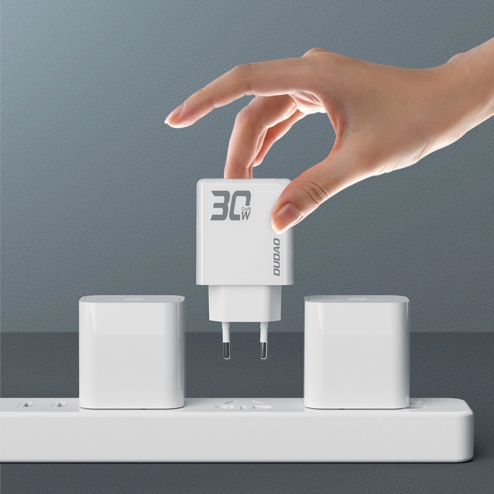 Pack chargeur mural 30W USB-A / USB-C GaN Dudao A30EUT avec câble USB-C vers USB-C - Blanc