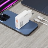 Pack chargeur mural 30W USB-A / USB-C GaN Dudao A30EUT avec câble USB-C vers USB-C - Blanc