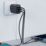 Pack chargeur mural 65W USB-C / USB-A rapide PD QC 3.0 avec câble USB-C (1.2 m) - Noir