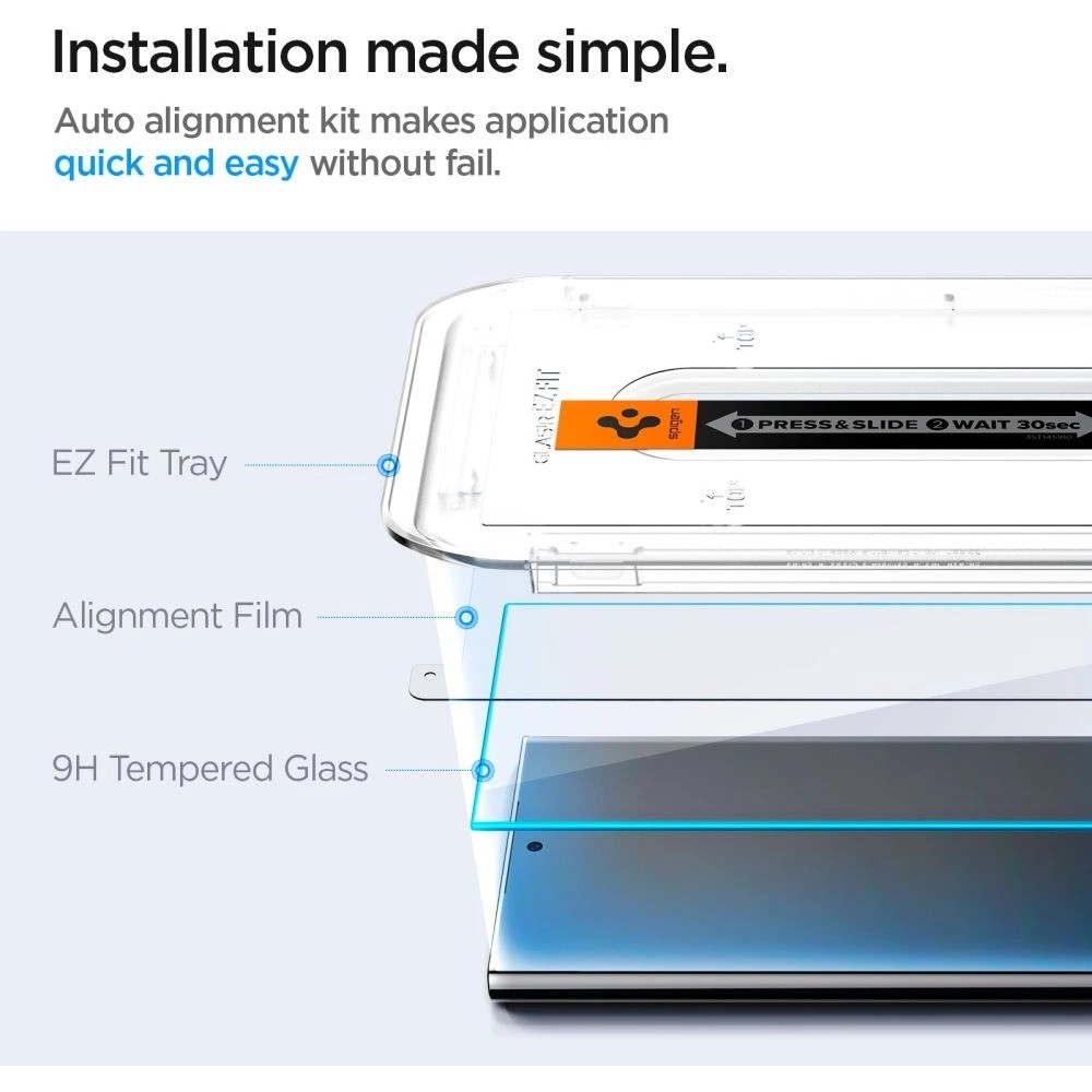Spigen Glas.tR EZ Fit 2er-Pack Schutzfolien mit einfachem Installationssystem - Galaxy S24 Ultra
