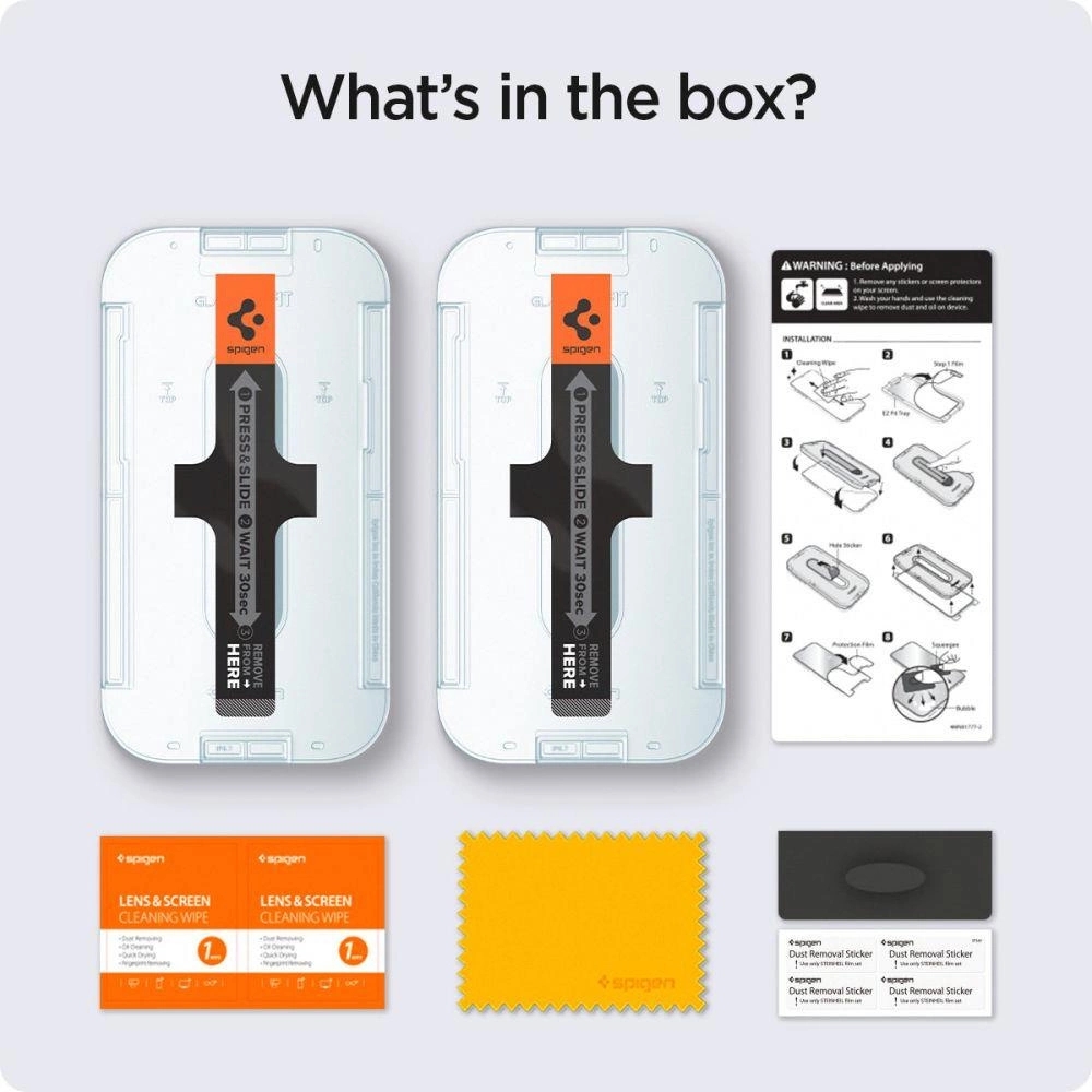 Pack de 2 vitres de protection Spigen Glas.tR EZ Fit avec système d'installation facile - iPhone 13 / 13 Pro / 14 / 16e