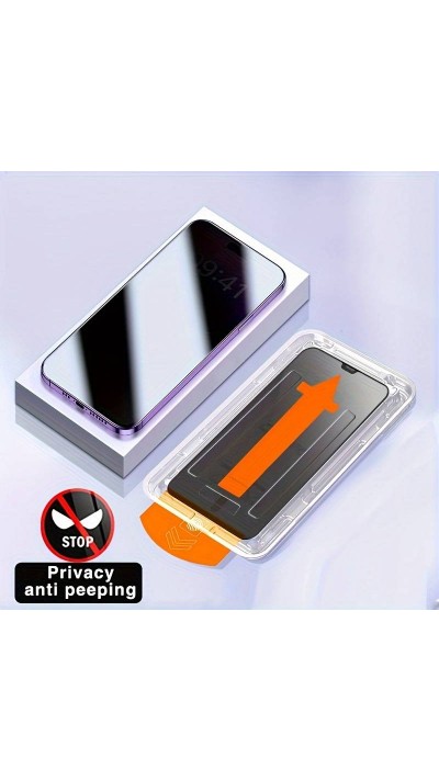 Pack de 2 vitres de protection anti-espion avec kit d'installation automatique rapide et anti-poussière - iPhone 15 Pro Max