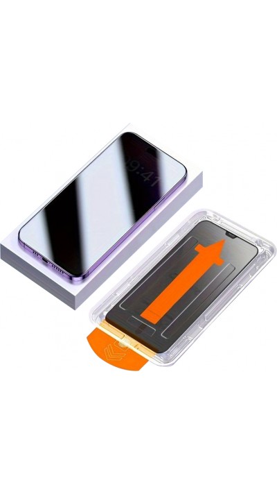 2er-Pack Anti-Spy Schutzscheiben mit automatischem Schnellmontageset und Staubschutz - iPhone 15