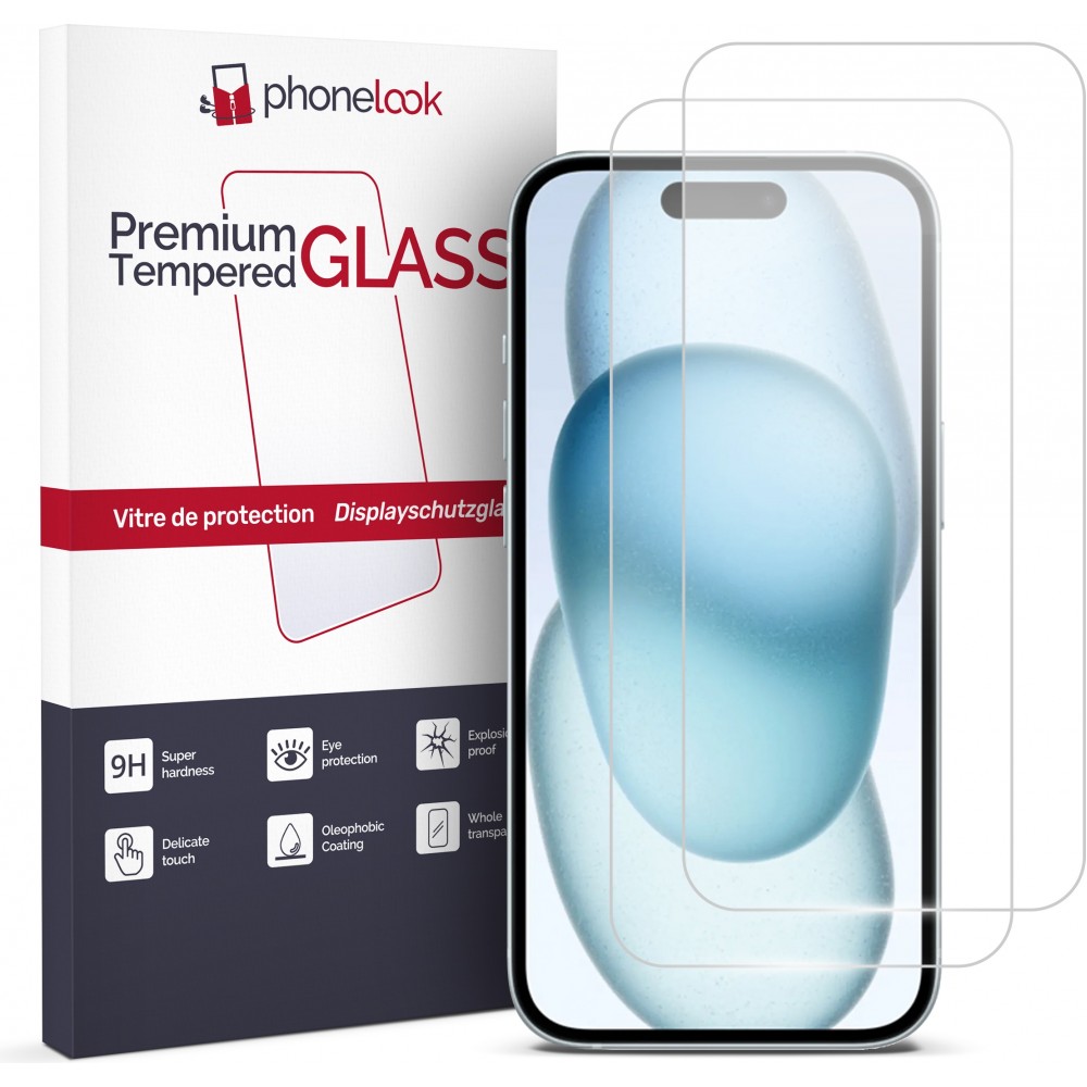 Pack de 2 vitres de protection d'écran en verre trempé - iPhone 15 Plus