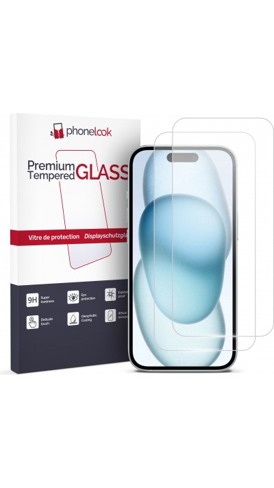 Pack de 2 vitres de protection d'écran en verre trempé - iPhone 15 Pro