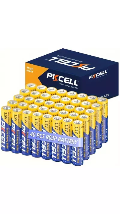 Pack de 40 piles AAA 1.5V PKCELL non rechargeables zinc carbone
