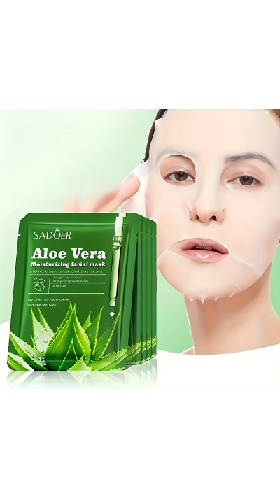Pack de 8 masques en tissu aloe vera hydratants et raffermissants avec acide hyaluronique sans alcool