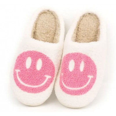 Kuschelig warme Winterpantoffeln Smiley - Grösse 37-38 - Weiss/rosa