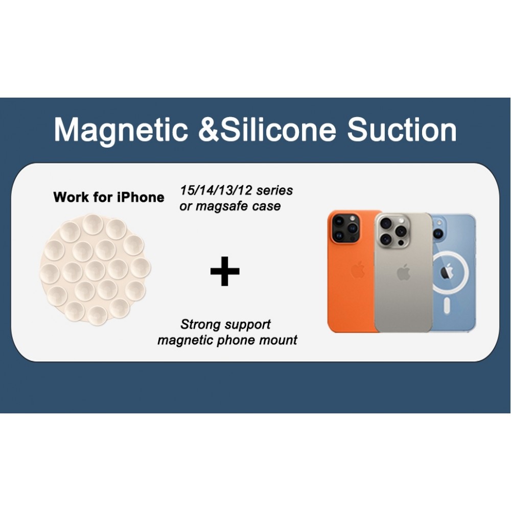 MagSafe 360° Rotierender Silikon-Magnetpatch mit Saugnapf für Handyhalterung - Schwarz