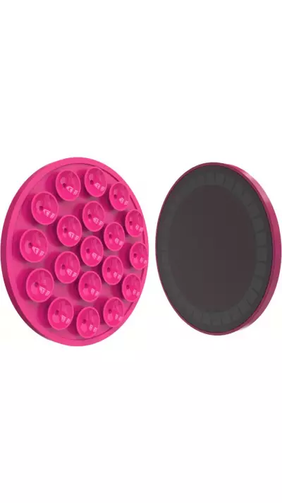 Patch magn&eacute;tique MagSafe rotatif 360&deg; en silicone avec ventouse pour support t&eacute;l&eacute;phone - Rose