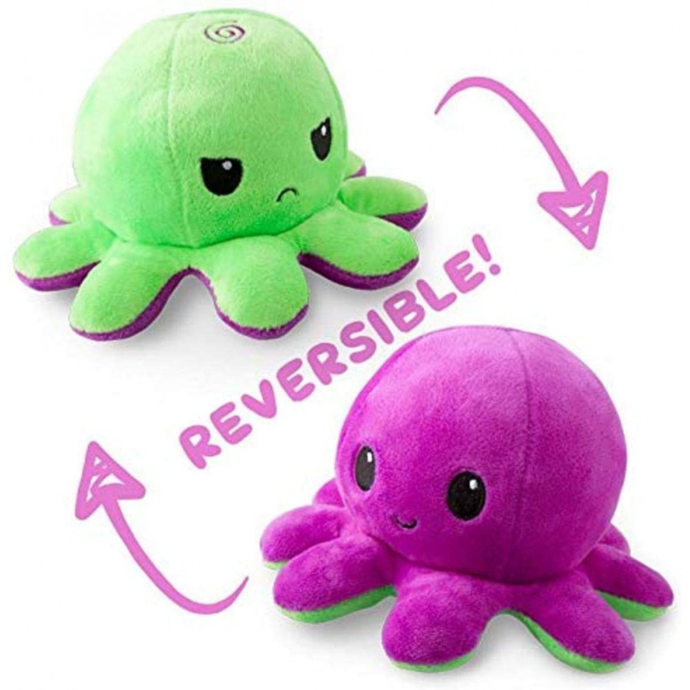 Peluche poulpe réversible double face Mood Octopus - Vert / violet