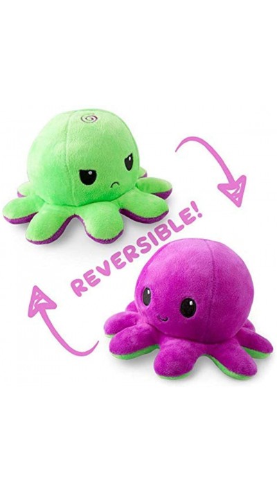 Peluche poulpe réversible double face Mood Octopus - Vert / violet