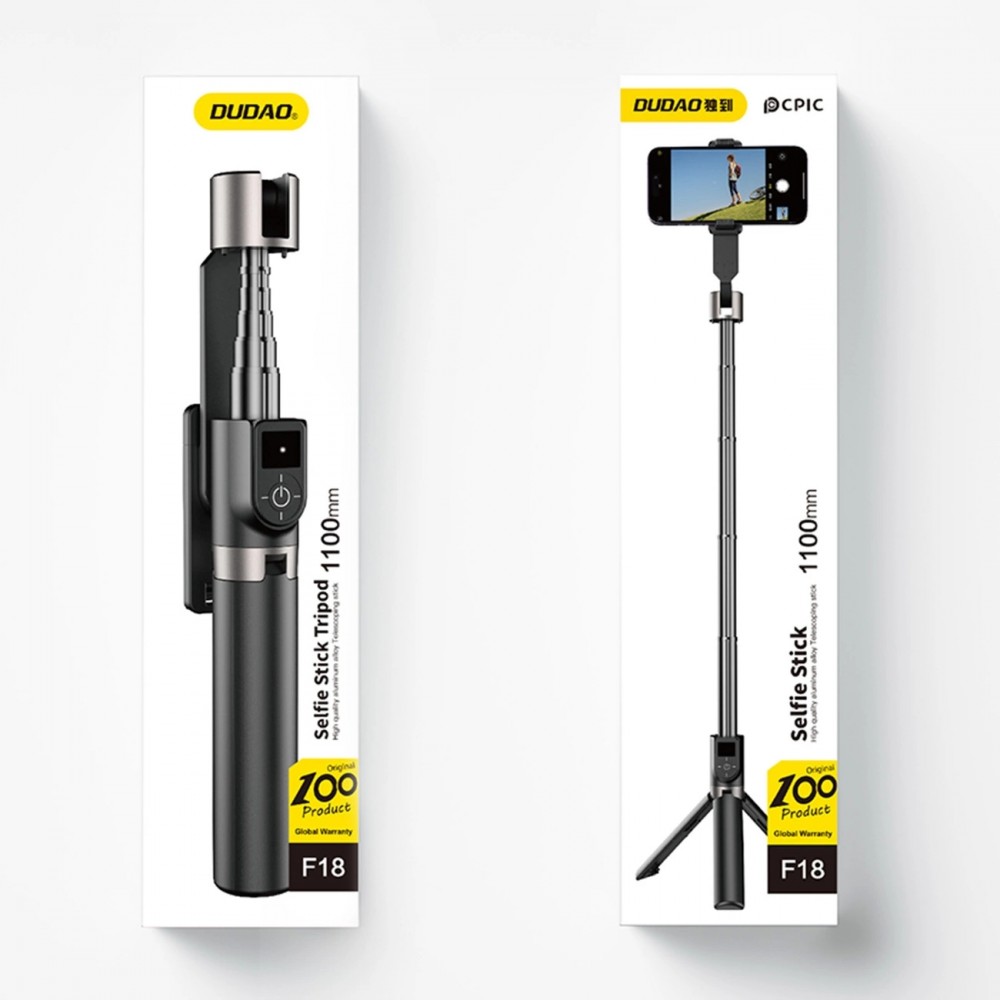 Selfie-Stick Teleskopstange mit Stativ Dudao F18B für Smartphone und Kamera - Schwarz