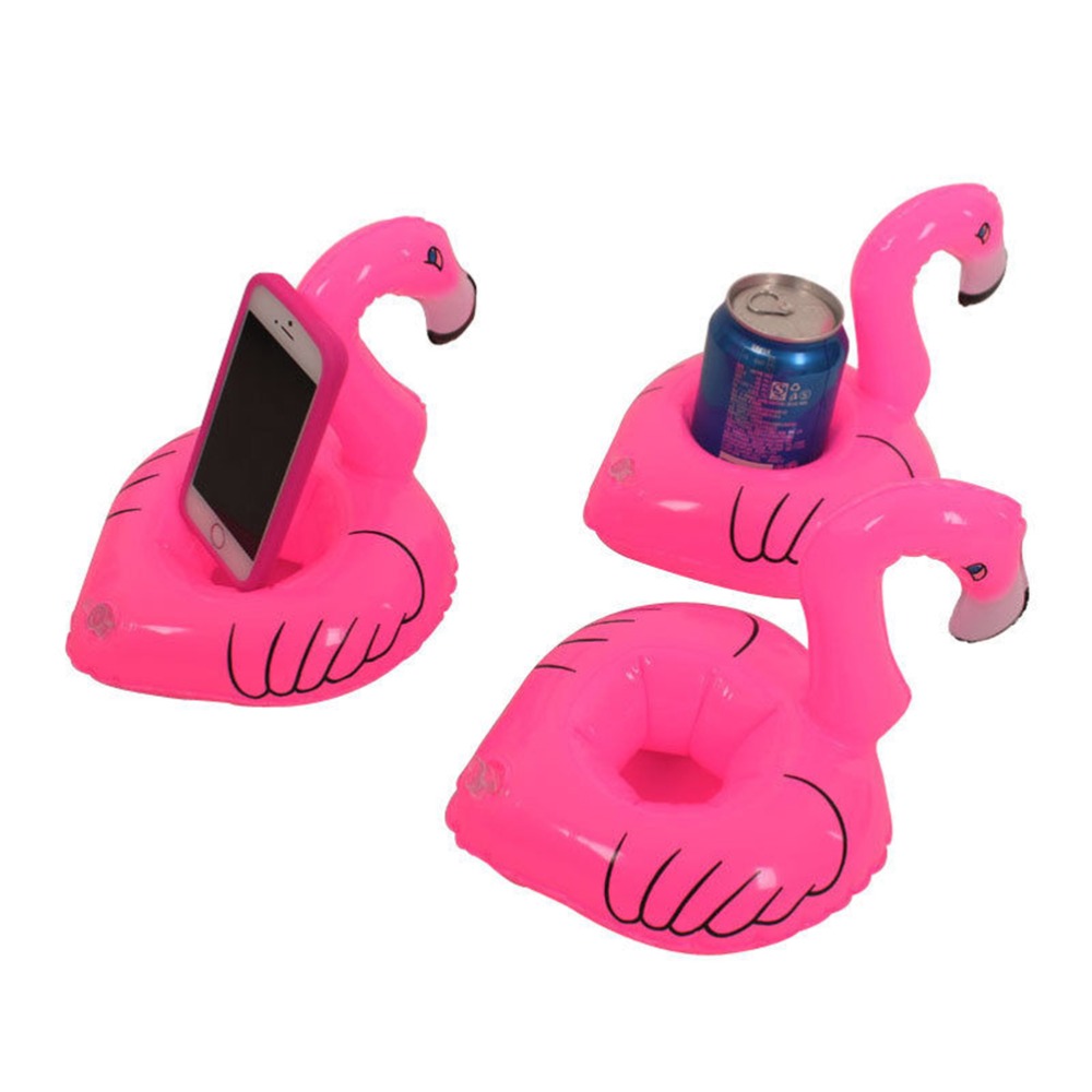 Kleiner aufblasbarer Mini Flamingo - schwimmender Party Getränkehalter in Flamingo Form - Rosa