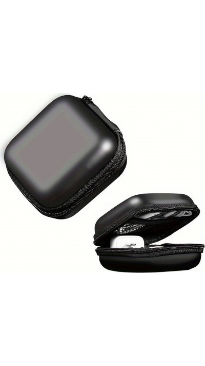 Petit étui de transport universel boîte pour AirPods + câbles + clés USB avec fermeture éclair - Noir