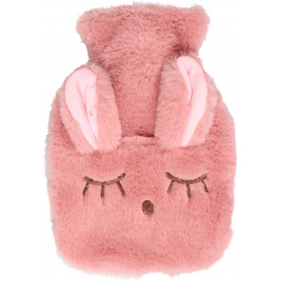 Petite mini bouillotte avec enveloppe de lapin à la peluche douce - Violet