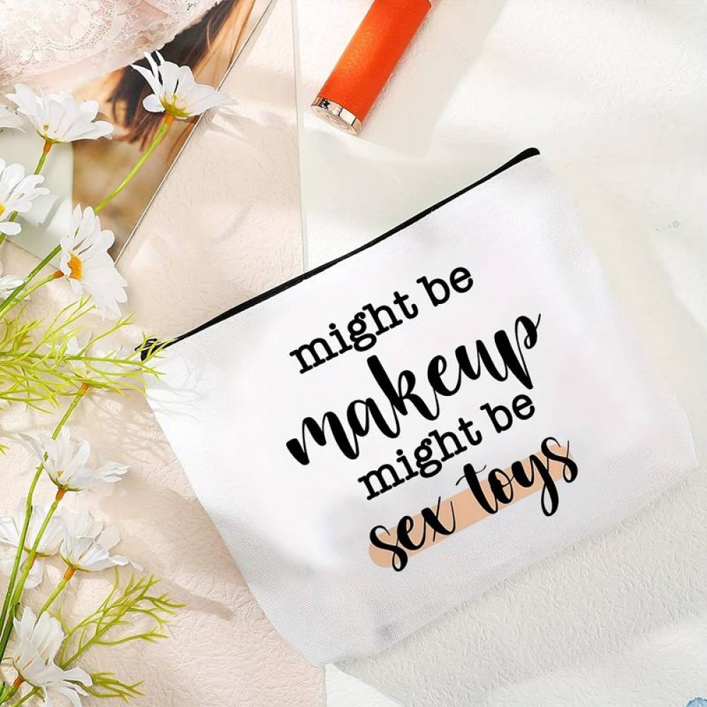 Petite pochette universelle de maquillage ou accessoires avec texte amusant - Beige clair