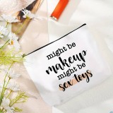 Petite pochette universelle de maquillage ou accessoires avec texte amusant - Beige clair