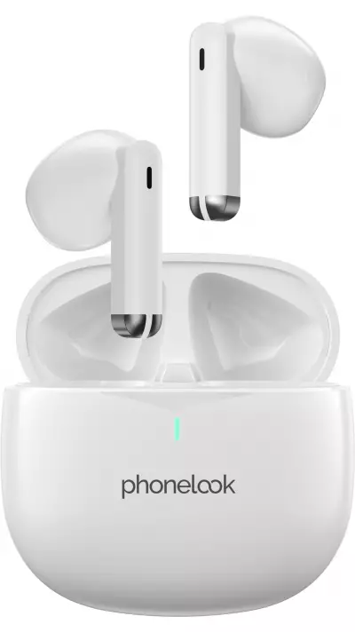 PhoneLook Pods 2 - Ecouteurs Bluetooth 5.3 sans fil TWS In-Ear ENC + boîte de chargement - Blanc