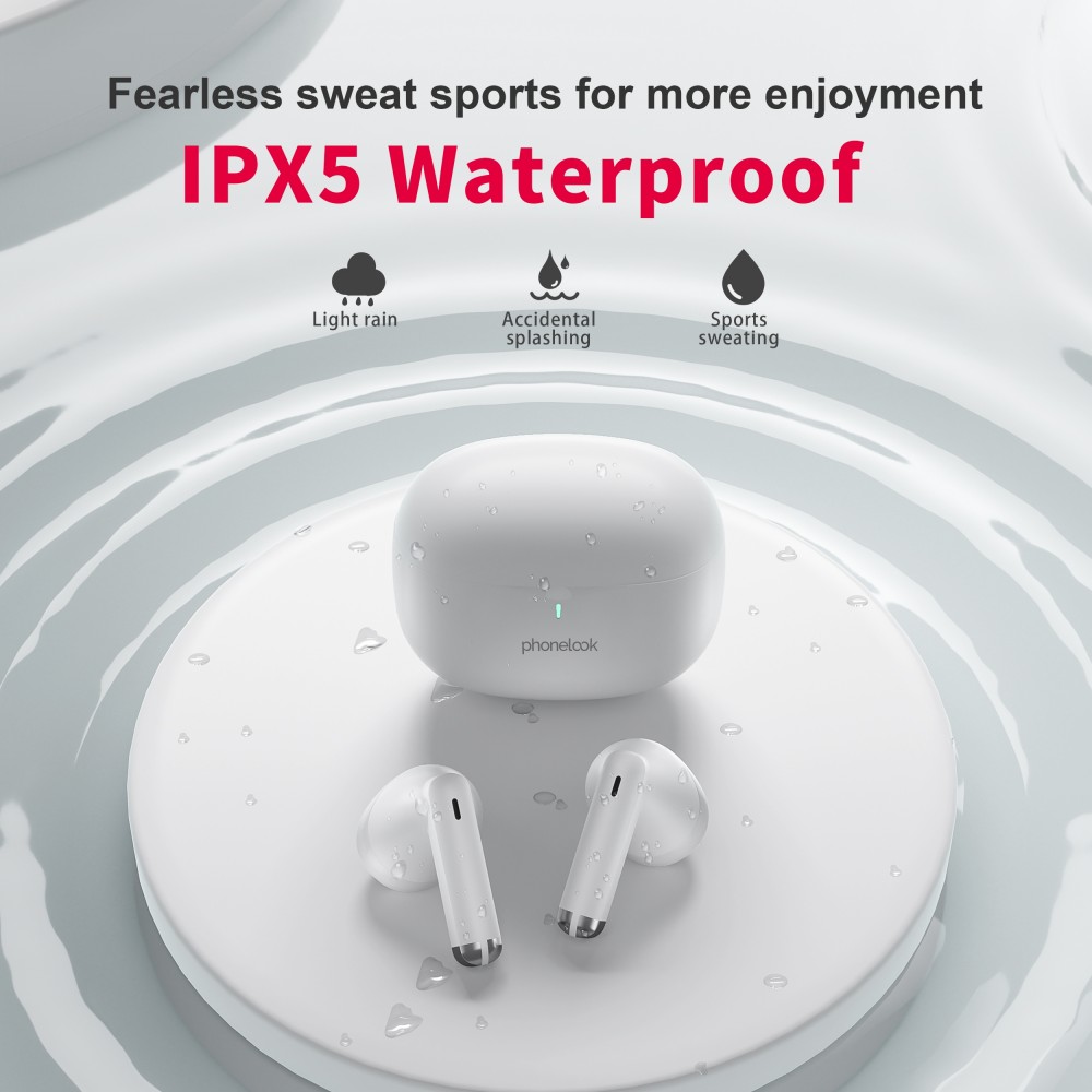 PhoneLook Pods 2 - Ecouteurs Bluetooth 5.3 sans fil TWS In-Ear ENC + boîte de chargement - Blanc