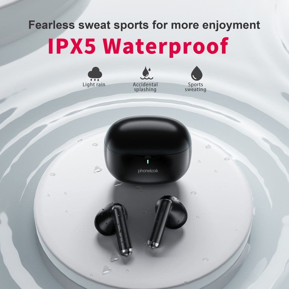 PhoneLook Pods 2 - Ecouteurs Bluetooth 5.3 sans fil TWS In-Ear ENC + boîte de chargement - Noir