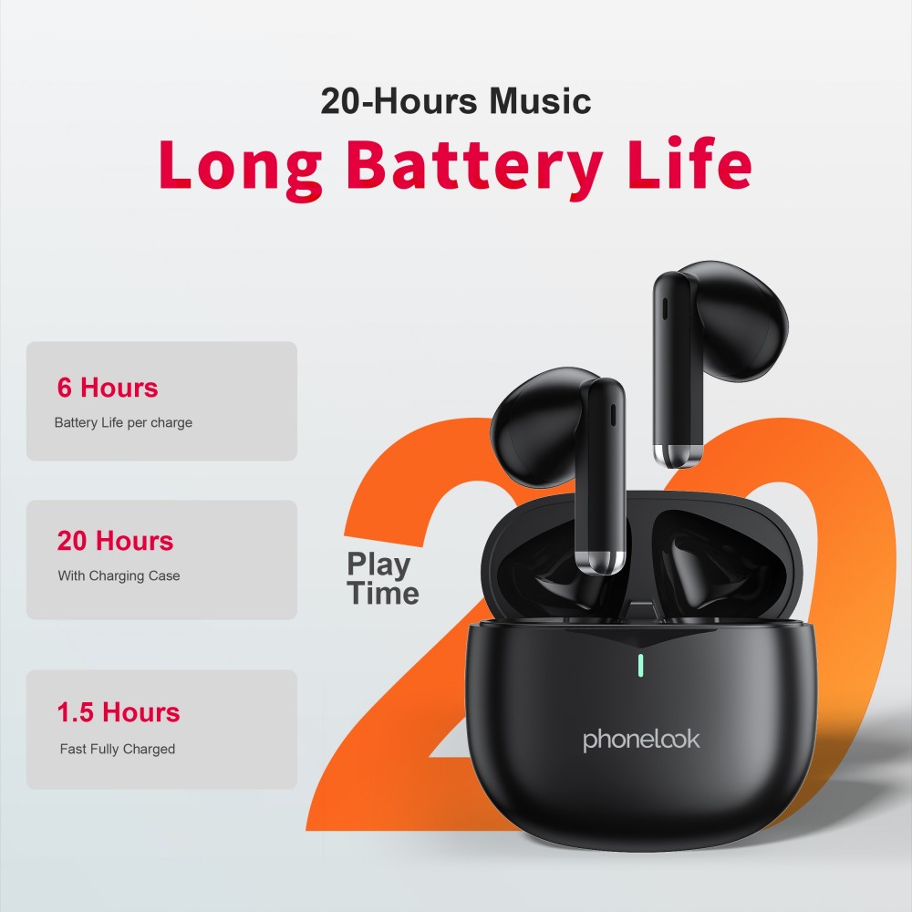 PhoneLook Pods 2 - Ecouteurs Bluetooth 5.3 sans fil TWS In-Ear ENC + boîte de chargement - Noir