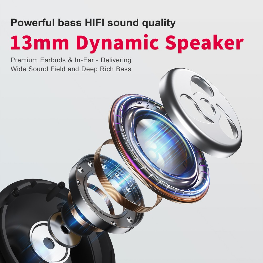 PhoneLook Pods 2 - Ecouteurs Bluetooth 5.3 sans fil TWS In-Ear ENC + boîte de chargement - Noir