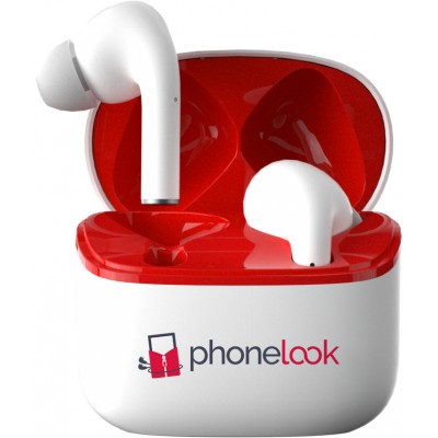 PhoneLook Pods "In-Ear" - In-Ear-Kopfhörer Bluetooth 5.0 mit integriertem Mikrofon + wireless Lade-Etui + Silikonspitzen - Weiss